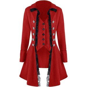 Women's Red Gothic Steampunk Halloween Costume Coat